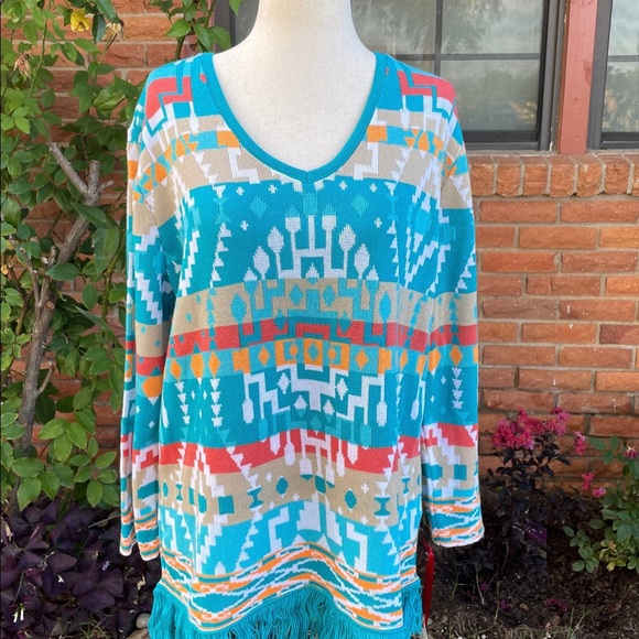 Ruby Rd. • Blue • Size Large •  Aztec/Indian Design • Sweater • New W/ Tags - Picture 2 of 9